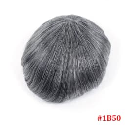 0.08-0.10MM Full Skin PU Toupee For Men V Loop Human Hair Men's Wigs #1B Men Capillary Prosthesis Hair Unit Replacement