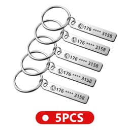 Stainless Steel Anti-lost  Customized Phone Number Key Chain for Women Men Personalized Laser Engraved Names  Bar Key Ring