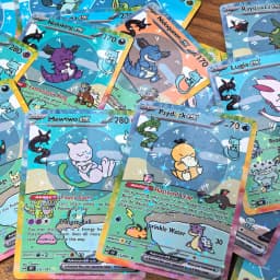 55Pcs Cute DIY Card Proxy Poke My bubble friends Holographic Anime Version Pocket Monster Collection Cards Eevee Charizard