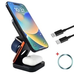 3 In 1 Foldable Magnetic Wireless Charger Stand Fast Charging Station for iPhone 17 16 15 14 13 iWatch 10-2 Airpods Pro Max