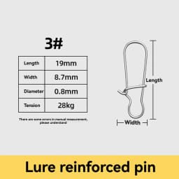 50pcs Stainless Steel Fishing Snap Hooked Snap Pin Fastlock Clip Accessories Tackle for Barrel Swivel Lure Hook