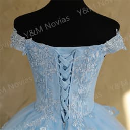 Customized Color Sweet 16 Dress Off Shoulder Plus Size Vestido De Noiva Sky Blue Quinceanera Dress Ball Gown Flower Women