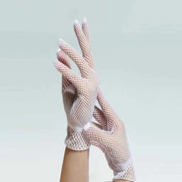 Elegant Ladies Short Lace Gloves Sheer Fishn Net Black White Prom Party Gloves Female's Fashionable Soild Color Mittens Hot