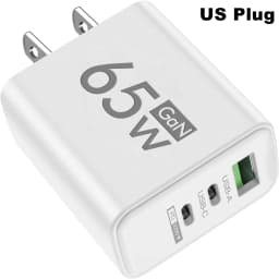 65W USB C GaN Charger 3 Ports Fast Charging Adapter 10A USB To Type C Data Cable PD USB QC3.0 Chargers for iPhone Samsung Xiaomi
