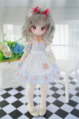 BJD Doll Girls Cute Wig 1/6 1/4 1/3 Milk Silk Natural Butterfly Knot Cute Toy Shoulder-Length Hair Wig Doll Accessories(no doll)