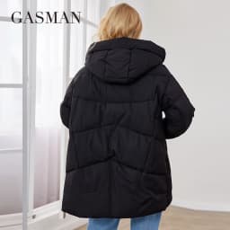 GASMAN 2023 Brand High Quality Solid Women's Jacket Black Fashion Warm Coats Women Winter Down Jackets Hooded Parkas 83271