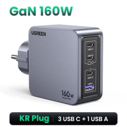 【Korean Plug】UGREEN 160W GaN Charger PD3.1 QC4.0 Quick Charge For Macbook Pro Laptop iPhone 18 17 Pro Max Xiaomi Tablet iPad