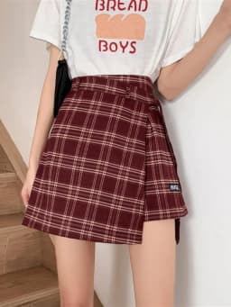 Spring Autumn plus Size Plaid A-Line Skirt Women's Frock Korean Style High Waist Short Skirt Trendy Ins Wide Leg Pants