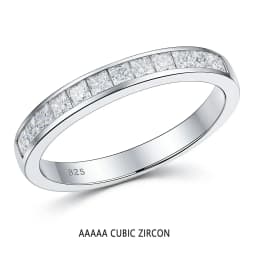 Newshe 925 Silver Wedding Bands for Women Princess 5A Cubic Zircon GRA Moissanite Stackable Finger Rings Quality Jewelry