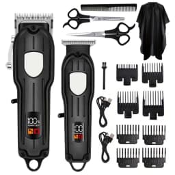Professional Cordless Hair Clipper Set with Digital Display, T-Blade Trimmer & Hair Clipper & Guide Combs Hair Grooming for Men’s Barber Salon-Grade Haircutting at Home Gifts for Men