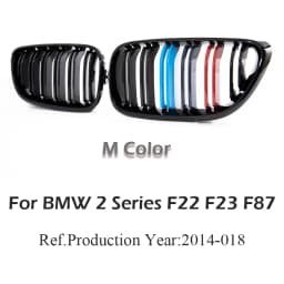 Front Bumper Kidney Grill M Color Carbon Print Fiber Chrome Performance Color Grille For BMW 2 Series F22 F23 F87 218i 220i 228i