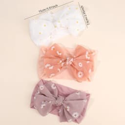 3Pcs Baby Wide Elastic Headband Infant Large Bow Head Band Flower Print Soft Stretchy Wide Hairband For Toddler Hair Accessories