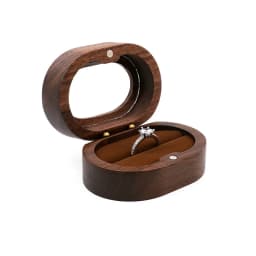 Handmade Walnut Wood Ring Box with Transparent Lid Romantic Engagement Jewelry Case for Couple Custom Engraved Personalized Name