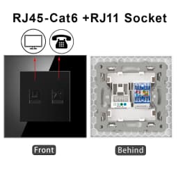 Cat6 rj45 wall socket network socket with TV wall data double socket telephone crystal glass panel rj45 network socket computer