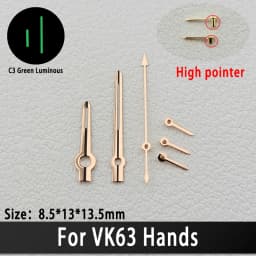 VK63 Hands High Quality VK63 Watch Hands Racing Hands C3 Green Luminous Watch Hands VK 63 Quartz Movement Men's Watches Parts