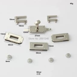 New Small silver eyelets lock hanger for bags hardware wholesale fashion a set of locks fittings woman bag handbags purse
