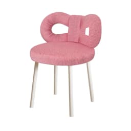 Vanity Stool With Bowknot Backrest, Living Room Bedroom Makeup Chair Adjustable Foot Pads Armless Dressing Chair Side Table Seat