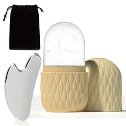 Ice Roller & Stainless Steel Gua Sha Set for Face Eye and Neck Skin Care Beauty Tools to Brighten Skin and Enhance Natural Glow