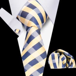 Men Business Tie Set Classic Plaid Dot Necktie Cufflinks Stripe Handkerchief For Wedding High Quality Formal Gravata Accessories