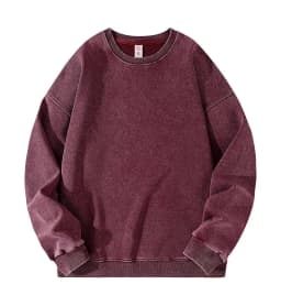 Men's American Style Sweatshirt Spring Autumn Solid Color Washed Vintage Round Neck Loose Casual Long Sleeve Couple Jacket