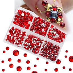 Nail Art Rhinestones Kit 2400pcs Nail Gems Ab Flatback Rhinestones Gems Stones with Storage Organizer for Design Bright Holiday