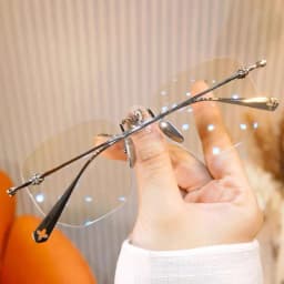0~ +4.0 Frameless Anti Blue Light Reading Glasses Neutral Ultra Light Presbyopia Large Frame Shows Youthfulness Metal Frame
