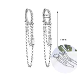 925 Sterling Silver Ear Needle White Zircon Silver Series Earrings ins Tassel Pendant Hoop Earrings For Women Advanced Jewelry