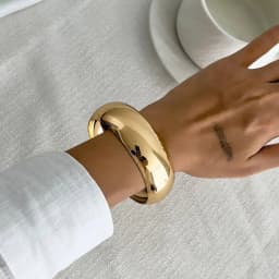 Salircon 3 Style Trendy Exaggerated Resin Wide Bangle Women HipHop Gold Color Geometric Heavy Metal Bangles Bracelet Men Jewelry