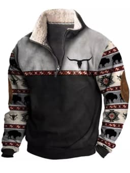 Spring Autumn New Men Wool Collar Half-zipper Hoodies Sweatshirts Print Casual European American Trend Jacket Long-sleeved Tops