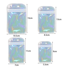 20-100pcs Holographic Ziplock Bags Iridescent Composite Self Sealing Pouches For Jewelry Nail Art Gift Packaging Storage Supply