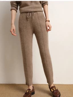 Women's 100% Pure Wool Slim Pants High Waist Autumn and Winter Cashmere Casual Knitted Pencil Pants Korean Thick Casual pants
