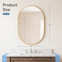 JHK Oval Wall Mirror with Metal Frame for Wall Modern Dressing Mirror Tempered Glass Bedroom Living Room Horizontal or Vertical