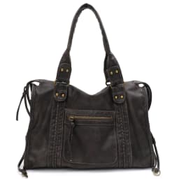 Vintage Washed PU Leather Large Capacity Tote Zip Pockets Braid Decor Shoulder Cross body Bag Unisex Women Daily Travel Handbag
