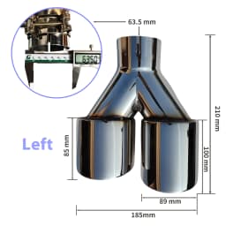 1 Pcs Universal Car Stainless Steel Tail Throat Length Y-Shaped Double Out Twill Glossy Exhaust Muffler Tip
