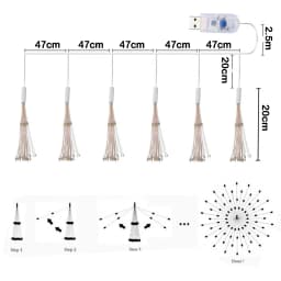 LED Firework Light 2x 4x 6x USB Powered Hanging Fairy Lights DIY Starburst Lamp for Garden Christmas Garland Festival Decor
