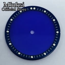 Miuksi 28.5mm black blue white transparent dial plastic movement bezel fit NH35 NH36 NH38 NH39 NH70 NH72 movement