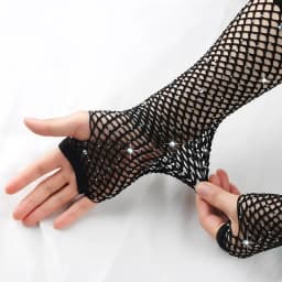 1 Pair Women Long Rhinestone Fishnet Net Gloves Fingerless Mesh Gloves Punk Rock Night Club Party Sexy Fashion Gloves