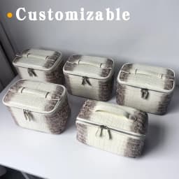New Himalayan Color Makeup Bag Set with First Letter Embossing Genuine Leather Crocodile Texture Cosmetic Storage Case Make Up
