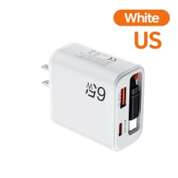 65W Fast Charger USB C Charger With Retractable Type-C Cable PD Fast Charging for iPhone 16 15 MacBook Samsung Laptop iPad