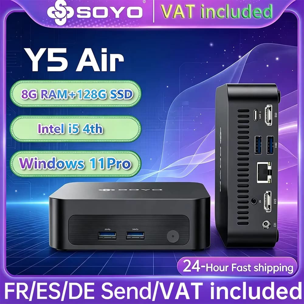 Soyo Mini Pc Y5 Air Intel I5 4250U 8Gb Ram 128Gb Rom Windows 11 Pro Wifi Bt4.2 Desktop Computer