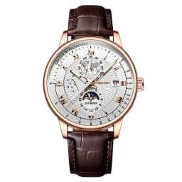 Luxury Man Watch Waterproof Chronograph Moon Phase Pattern Luminous Quartz Wristwatch Leather Strap Men Casual Clock