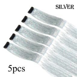 5Pcs/Pack Sparkle Hair Extensions Clip In Rainbow Shiny Sparkle Hair Tinsel Heat Resistant Sparkle Hair Extensions For Braids