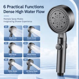 High Pressure Shower Head Handheld Large Panel Rainfall Showerhead with One-Key Stop Water Saving for Bathroom Accessories