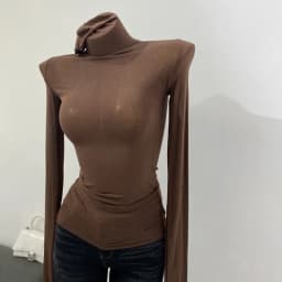 Thin Soft American Long Sleeve T-shirt High Stacked Neck Tight Perspective Bottom Shirt Women's Slim Fit Tops Sexy Streetwear
