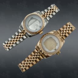 BLIGER 31mm NH05 NH06 Watch Case Fluted Curved Silver Gold Rose Gold Jubilee For Ladies Watch Date Sapphire Glass Waterproof