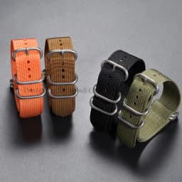 Watch Strap Nylon Silver Black Gold Ring Buckle 18mm 20mm 22mm 24mm Man Women for Seiko Ribbed Braid Replace Watch Accessories