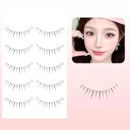 5 Pairs Manga False Eyelashes Wispy Soft Cluster Lashes Natural Thick Eyelashes with Clear Band Korean Style Anime Makeups