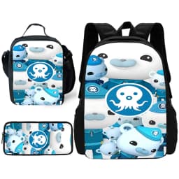 Child School Cartoon O-Octonauts Backpack with Lunch Bags ,Pencil Bags ,School Bags for Boys Girls Best Gift