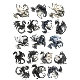 17pcs Retro Gothic Style Dark Black Dragon Stickers, Stationery, Notebook, Account Materials, Phone Cases Luggage, Guitar