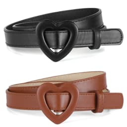 New Love Heart Button PU Needle Buckle Thin Waist Belt with Casual Decoration Paired High-end Unisex Girls's Belts for Children